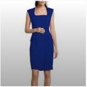NWT Calvin Klein Cobalt Blue Structured Sleeveless Shift Sheath Dress, 8